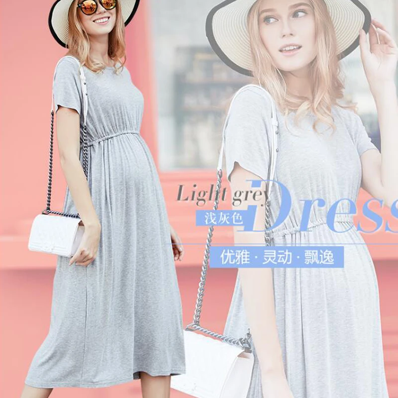 

Plus-Size 4XL Solid Modal Loose Pregnant Women Dress Maternity Dresses For Photo Shoot Clothes For Pregnant Women 2019 Summer