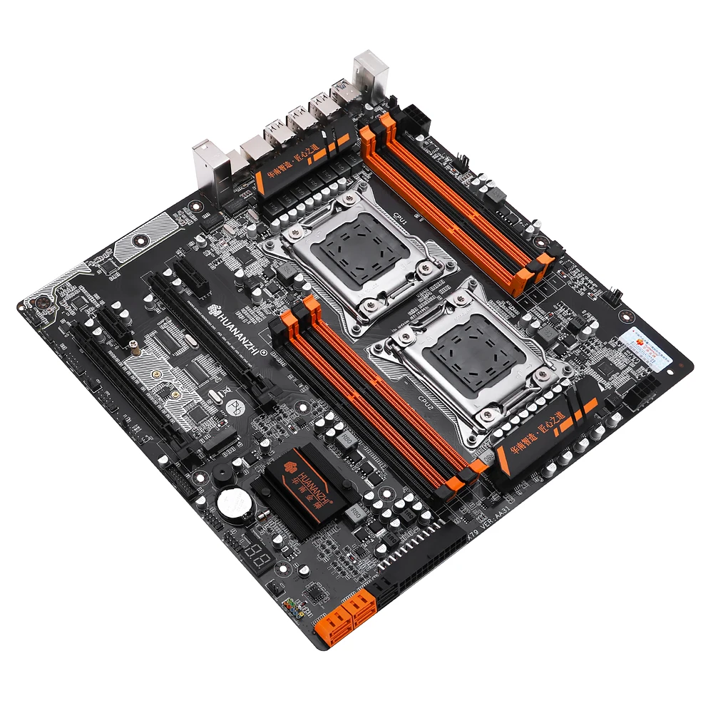HUANANZHI X79 8D Материнская плата Intel Dual CPU LGA 2011 E5 2689 2670 V2 DDR3 1333/1600/1866 МГц 256 ГБ M.2 NVME SATA3 USB3.0