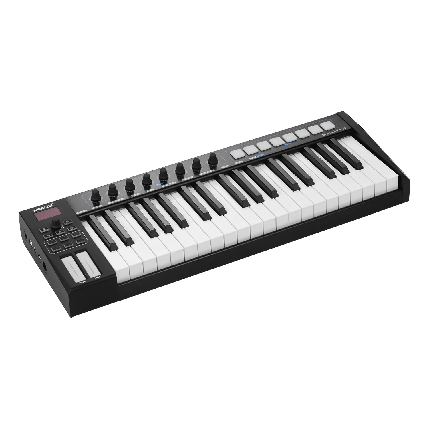 WORLDE синий кит 37 USB MIDI-контроллер клавиатура полуутяжеленных клавиш 8 RGB подсветка
