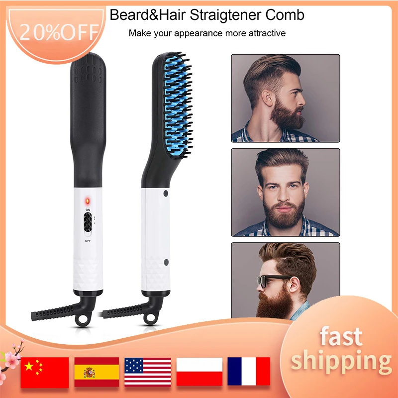 

Deluxe Beard Straightener For Men Ionic Beard Straightening Comb Anti Scald Feature Portable Beard Brush Straightener