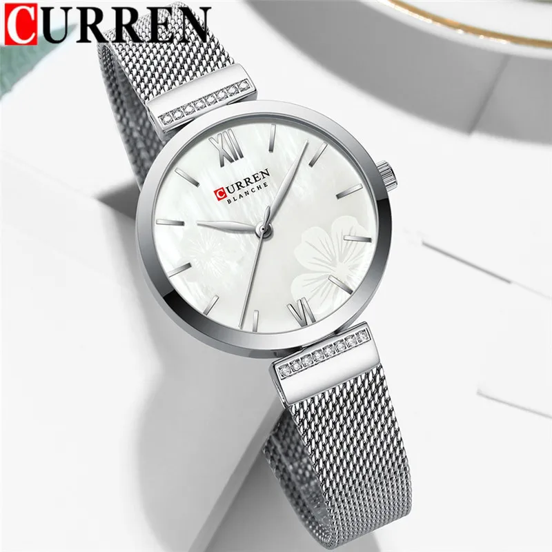 Часы CURREN женские наручные водонепроницаемые брендовые Роскошные с браслетом из