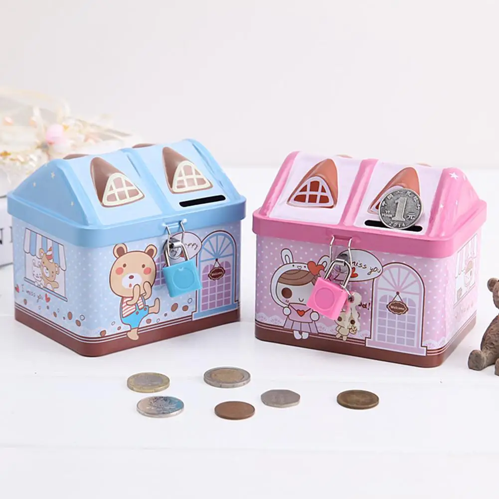 

Cartoon Iron House Bank Metal Piggy Bank Cute Sundries Cans Storage Cans Gift Cans Home Decor Household Saving Money Box