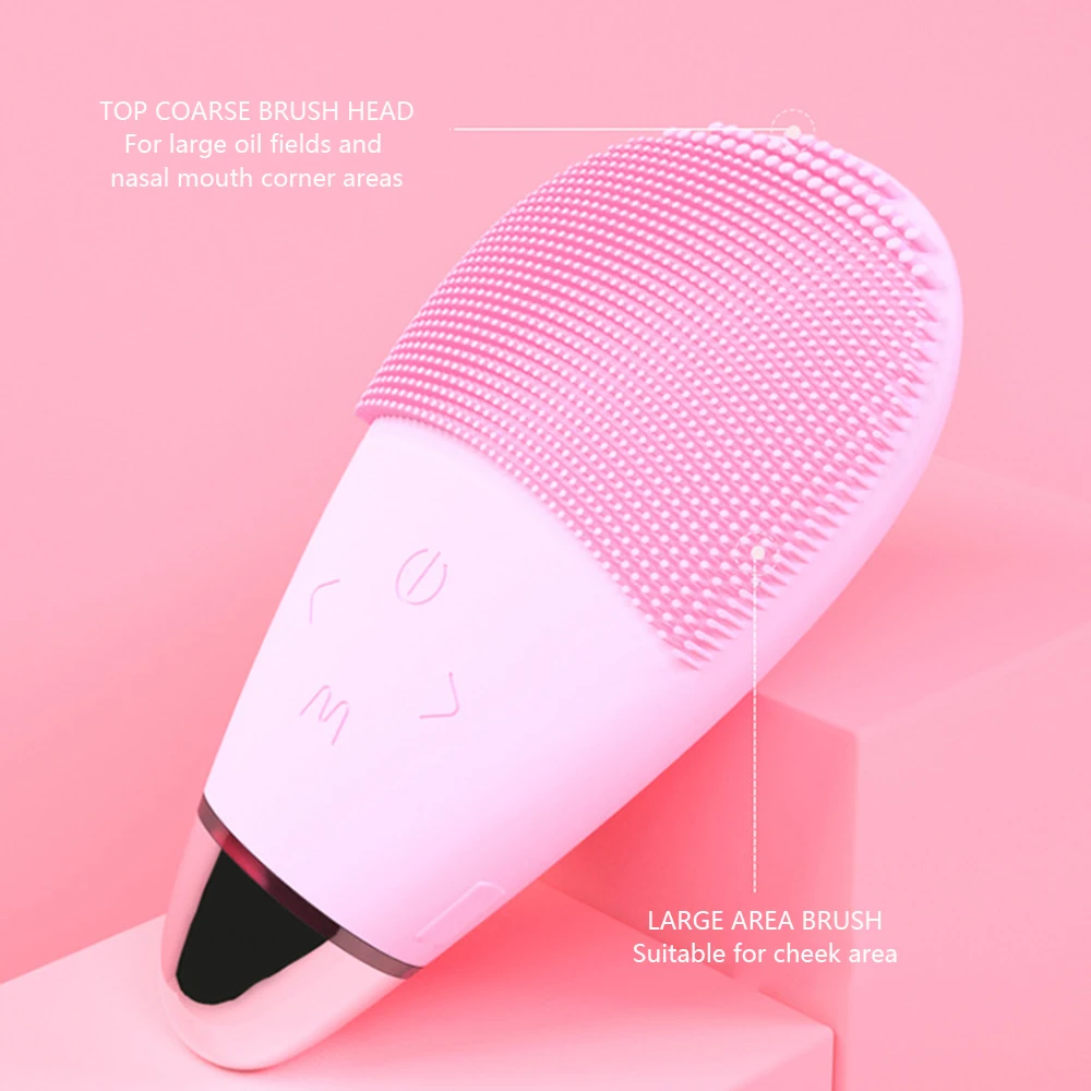 New USB Facial cleansing brush with vibration Mini silicone cleanser deep pore cleaning waterproof electric massage | Красота и