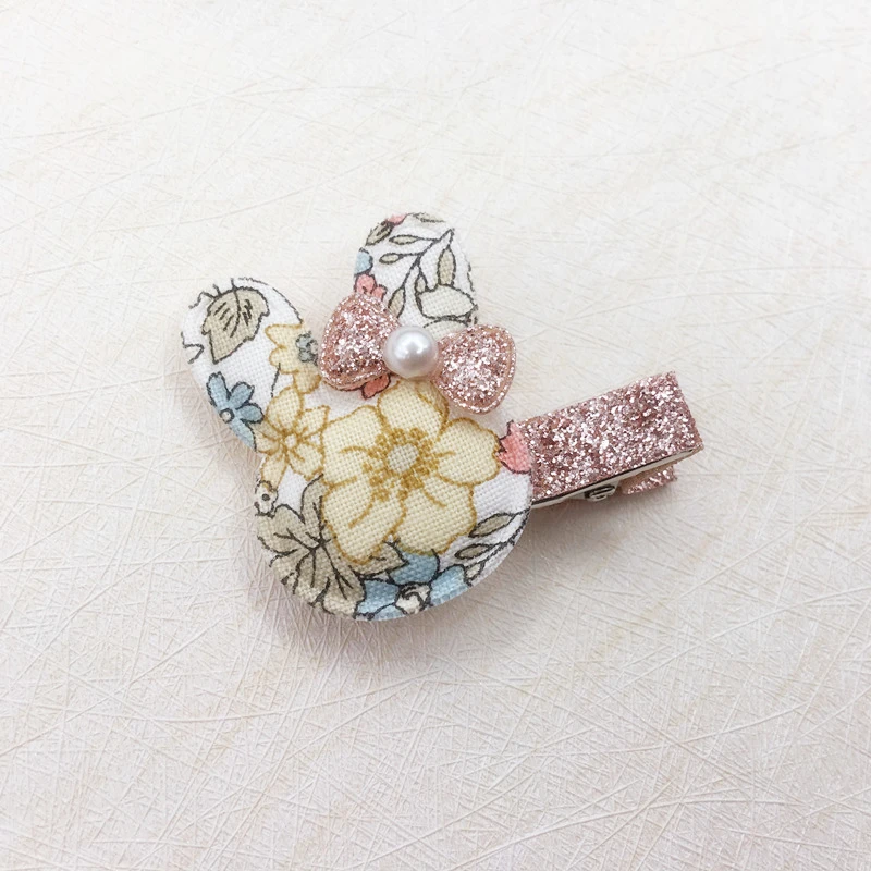 

Wholesale 20pcs Fashion Cute Floral Rabbit Hairpins Glitter Bow Print Bunny Hair Clips Princess Easter Headwear Hair Accessories