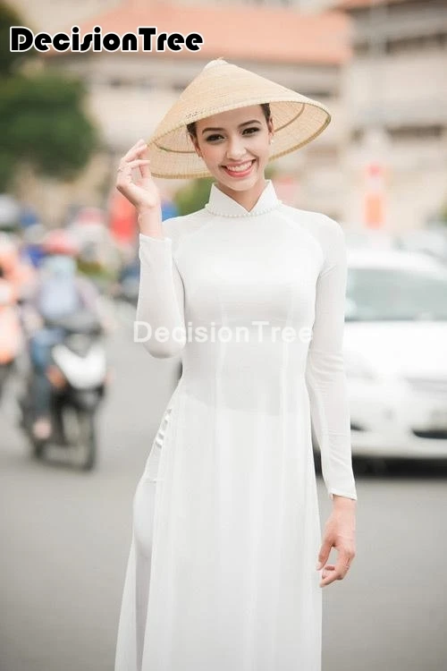 

2023 белая женская традиционная вьетнамская одежда aodai, женские костюмы из Вьетнама, улучшенный Ципао в этническом стиле