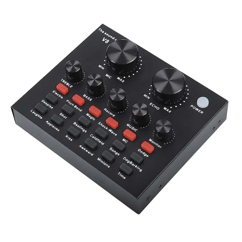 Звуковая карта V8 аудиоинтерфейс Внешняя гарнитура для прямых трансляций USB