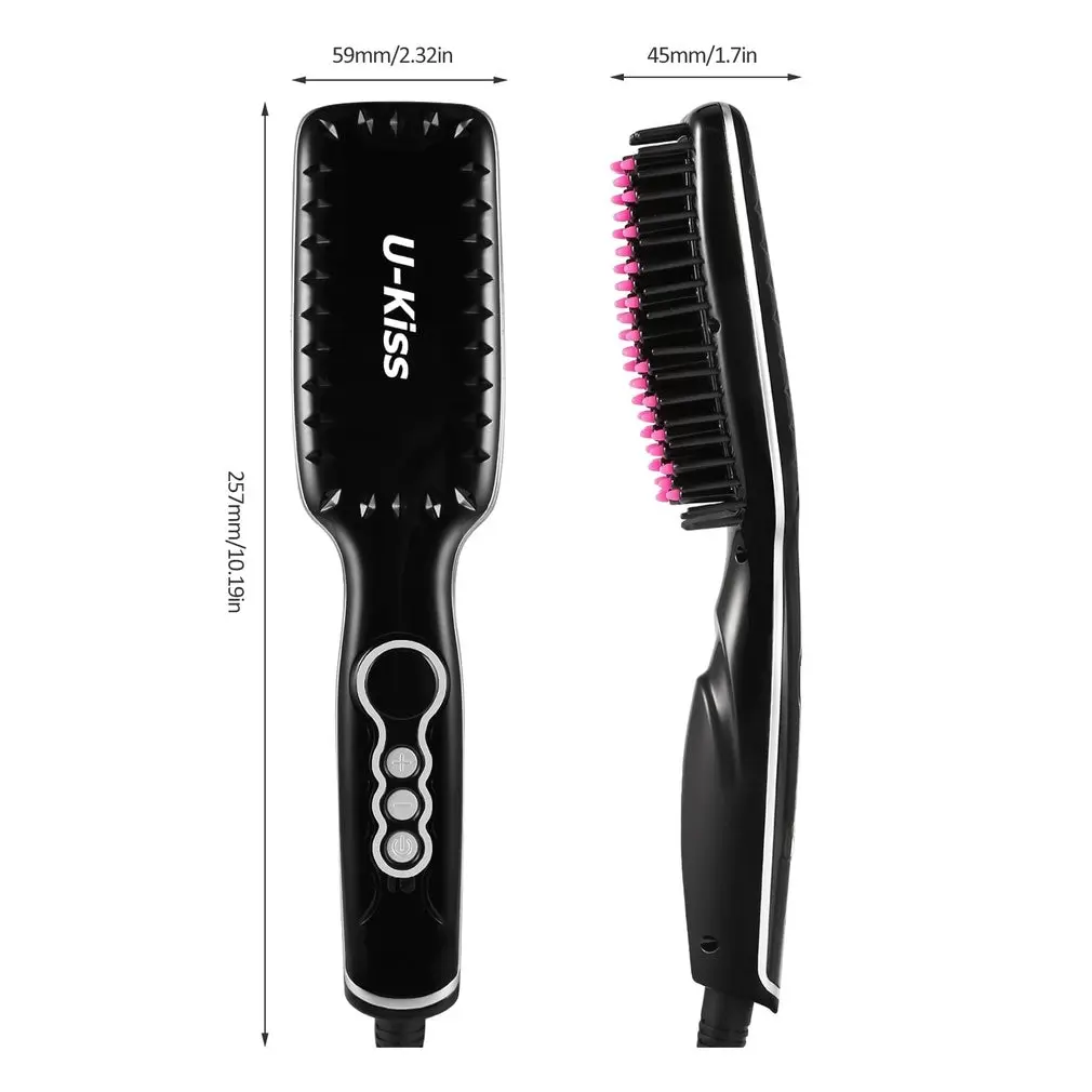 

U-Kiss 50-70W Automatic Digital Hair Straightener Quick Heat Adjustable Temperature Ionic Technology Ion Brush LCD Display