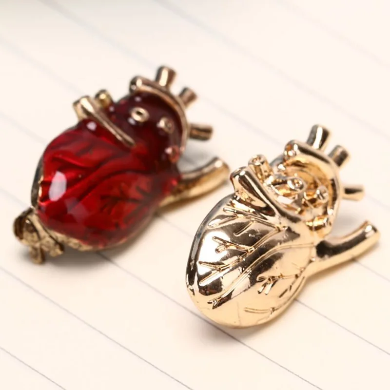 Новинка красные/Золотые эмалированные Броши с сердечком для женщин и мужчин