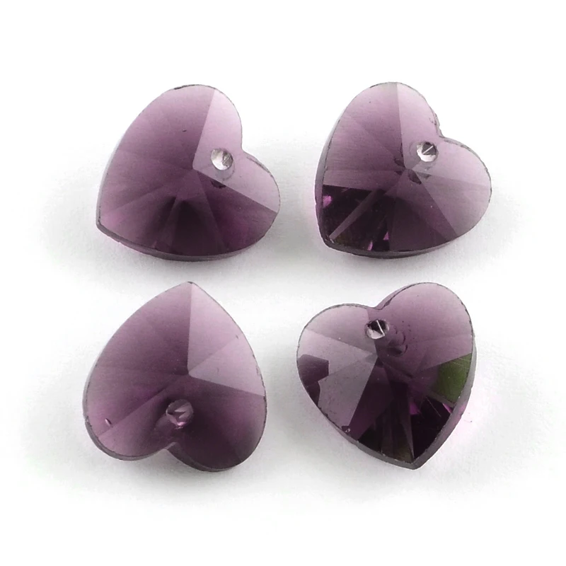 Purple 100 шт./лот смешанные Цвет Стекло граненый белый снег белый нижнее белье Grystal Подвески Кулоны из нержавеющей стали для Цепочки и ожерелья Свадебный декор 10x10x5 мм(0,3" x 0,39" x 0,1" - Окраска металла: Purple