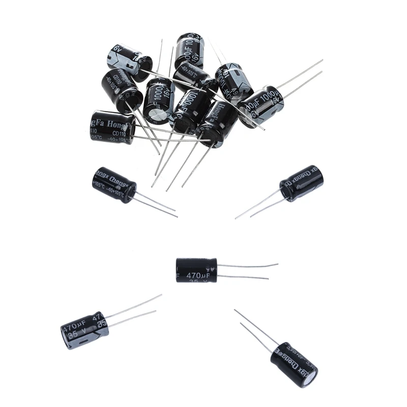 

15 Pcs Electrolytic Capacitor: 10 Pcs 1000UF 16V 105C Radial Electrolytic Capacitor 10 X 13Mm & 5 Pcs 35V 470UF Electrolytic Cap