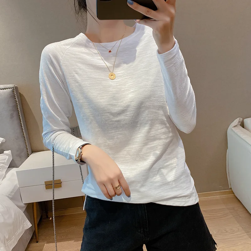 

Top Women's t-shirts spring and summer shirt solid color cotton stitching round neck top harajuku loose casual y2k woman tshirts