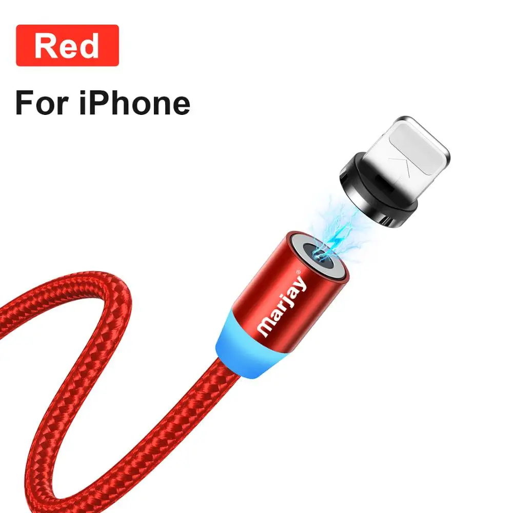 Red For iphone Mагнитный кабель Marjay для быстрой зарядки Micro usb type C кабель для iPhone samsung Xiaomi Мобильный телефон магнитная зарядк - Цвет: Red For iphone