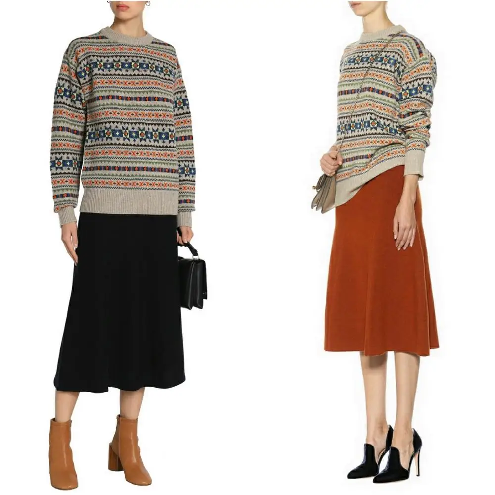 Шотландский желтый/серый жаккардовый свитер с вырезом ярко-серая островка