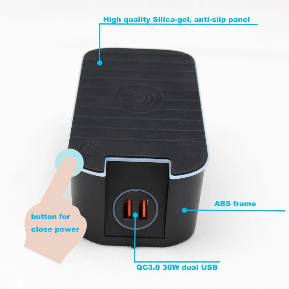 Беспроводное зарядное устройство QC3.0 Quickcharge беспроводное с двойным USB разъемом