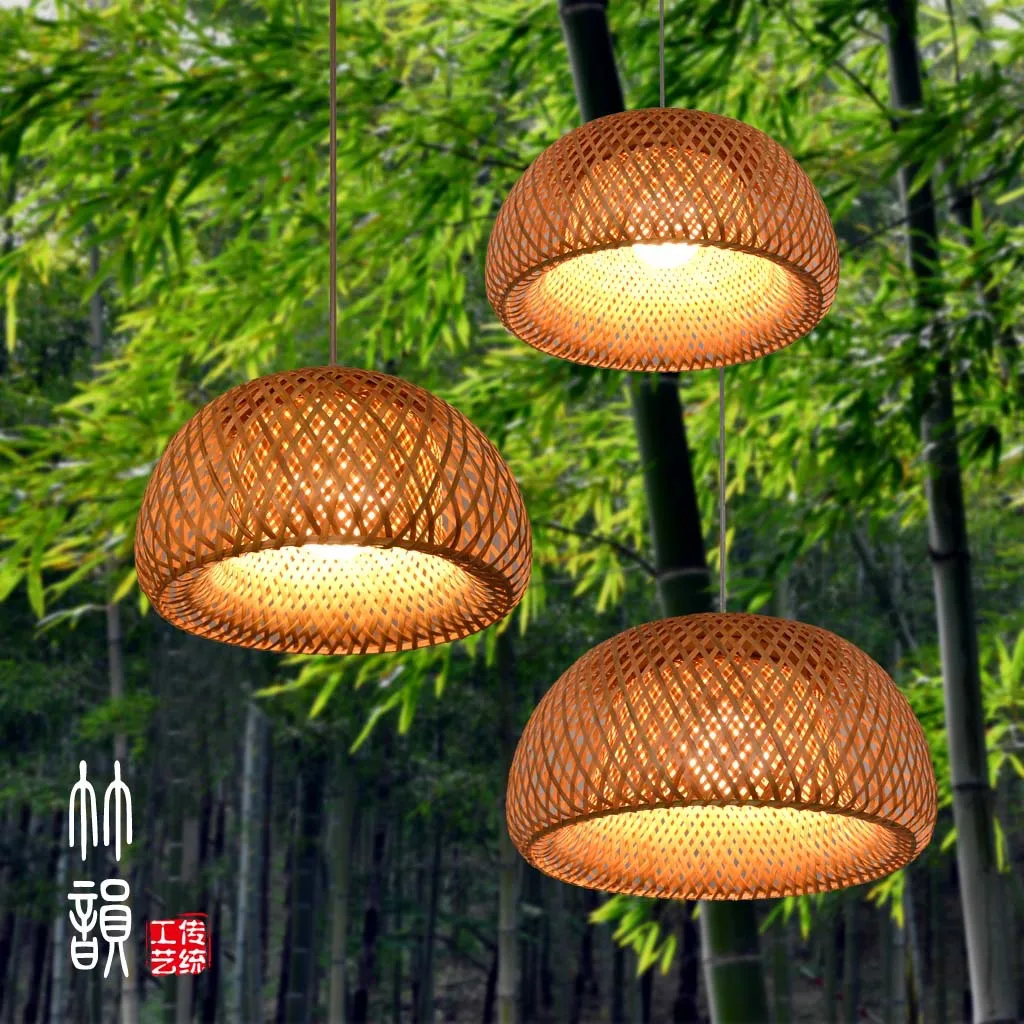 Китайские бамбуковые подвесные светильники ручной работы деревянные для
