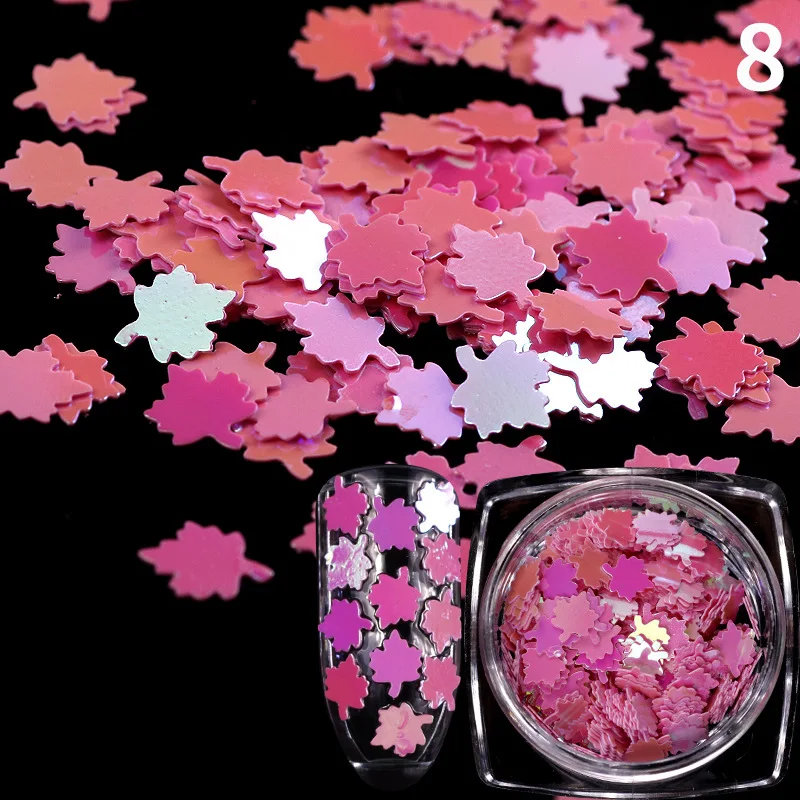 1 коробка блестящая голографическая палитра блесток для ногтей кленовый лист