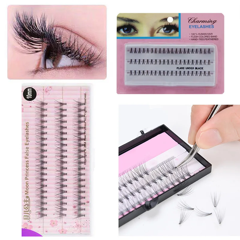 

Professional Makeup Individual Lashes Cluster spikes lash wispy premade russian Natural Fluffy false eyelashes