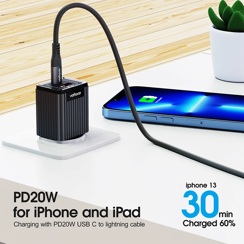 Vothoon 33W Gan Charger Quick Charge 3.0 Portable USB Type C PD Fast For iPhone 13 12 Samsung Xiaomi Tablet | Мобильные телефоны и