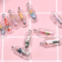 20pcslot funny capsule design charms transparent resin pills villain pendants fit charms diy earring jewelry accessories