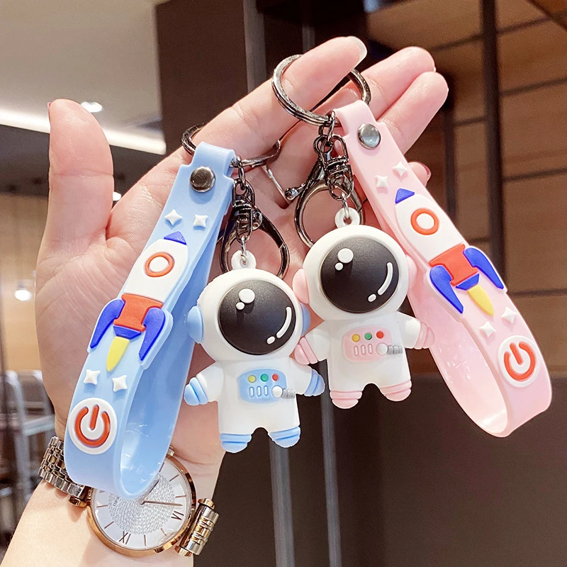

Cute Cartoon 3D Astronaut Keychain Strap Silicone Fashion Key Chains Men Women Boy Ladies Bag Backpack Pendant Gifts Accessories