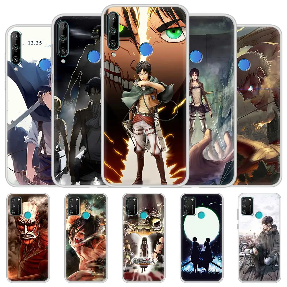 

Silicone Case Coque For Honor 30 Youth 10 9X Lite 20 Pro 8X 30i Play 9A 9C 9S 20e 20S 8S 2020 Soft TPU Cover Attack On Titan