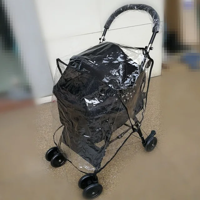 Clear Plastic Foldable Waterproof Pet Warm Portable Windproof Outdoor Travel Dog Stroller Cover Protection Pushchair Pram Cat 4