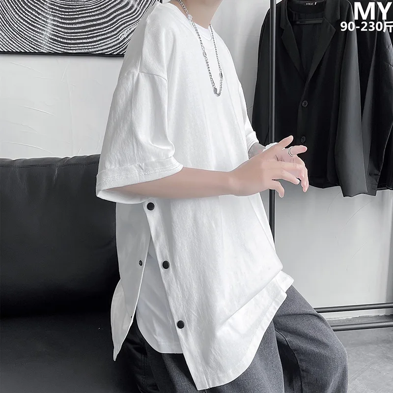 Мужская футболка с коротким рукавом черная или белая свободная Универсальная в