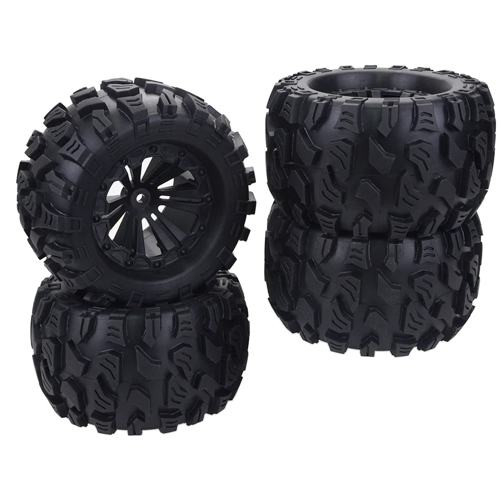 

4 Pieces 1:10 Scale RC Cars Replacements Parts Monster Truck Rubber Tires