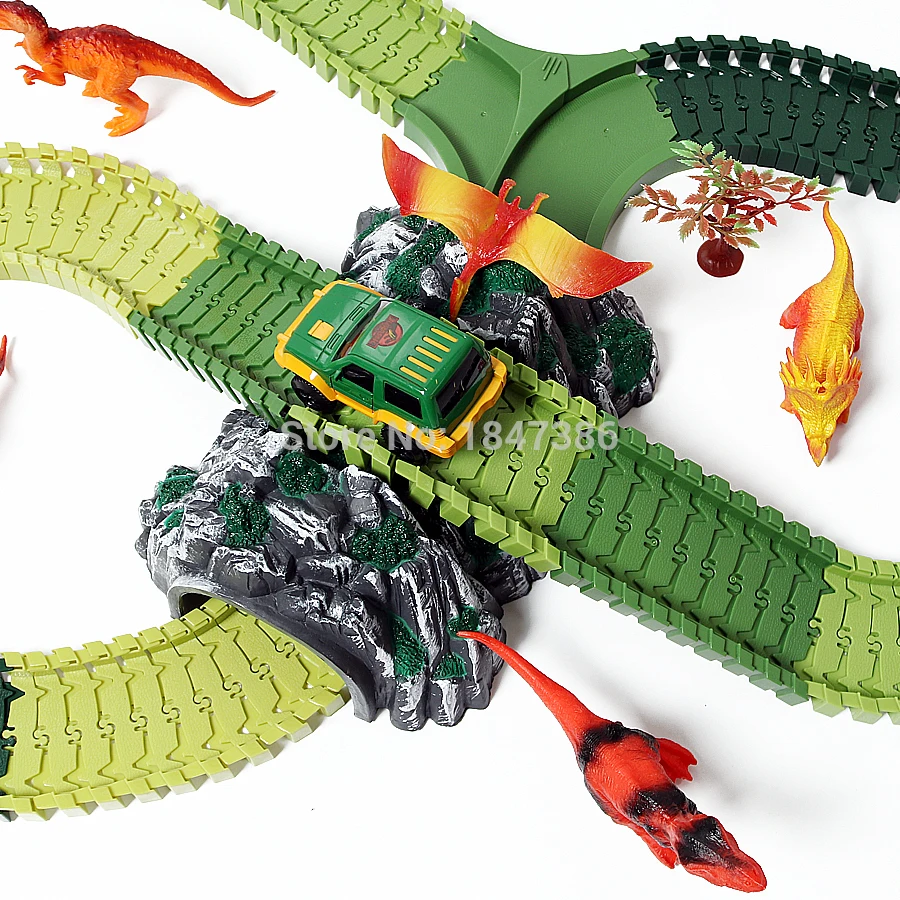 Магические гоночные автомобили Outsize 7 5 см с 144 шт. гибких дорожек набор динозавров