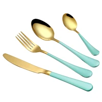 tablewellware stainless steel gold cutlery set forks knives spoons kitchen tableware spoon set dinnerware set eco friendly 2020
