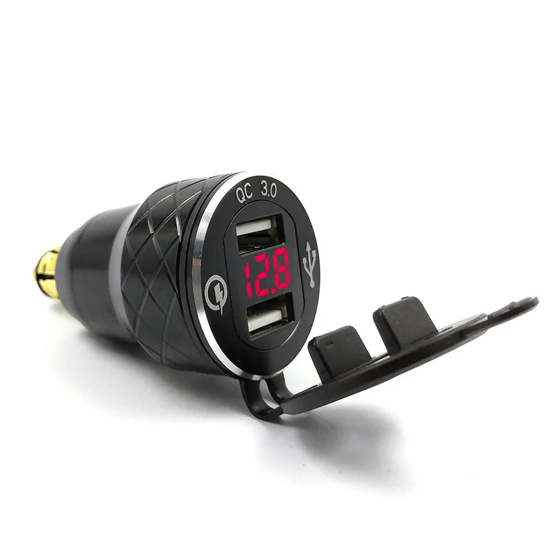 Черное зарядное устройство из алюминиевого сплава Quick Charge 3 0 с двумя USB-портами