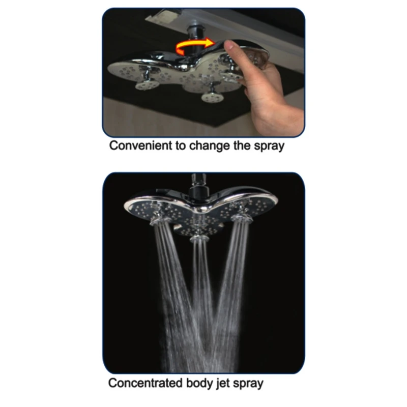

Flower Rotate 360 Degree Bathroom Rainfall Shower Head ABS Chrome Water Saving