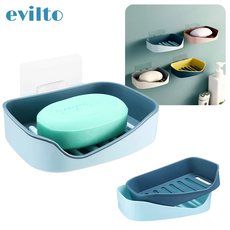 Двухслойный органайзер для мыла настенный держатель самоклеящиеся держатели