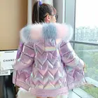 Зимняя Детская куртка, новинка 2021, пуховая хлопковая куртка для девочек, пальто, детская верхняя одежда, зимний комбинезон с капюшоном и меховым воротником TZ888