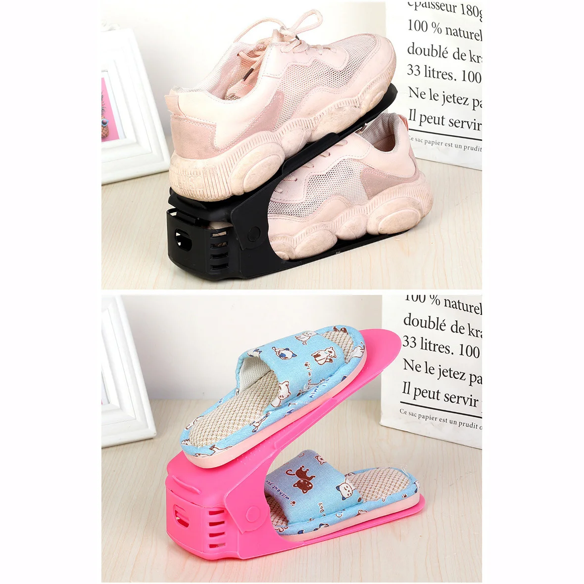 

5 Pcs Shoe Rack Organizer Adjustable Storage Shoes Stand Shelf Support Slot Space Saving Cabinet Cupboard Closet For Shoes