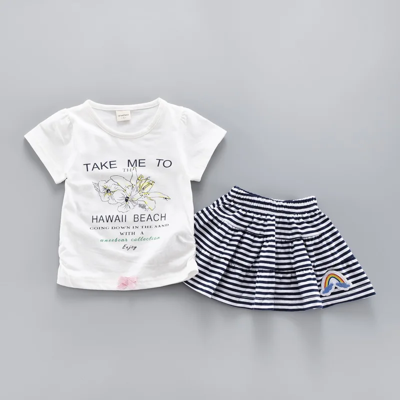Одежда для девочек модная летняя одежда комплект одежды малышей футболка с