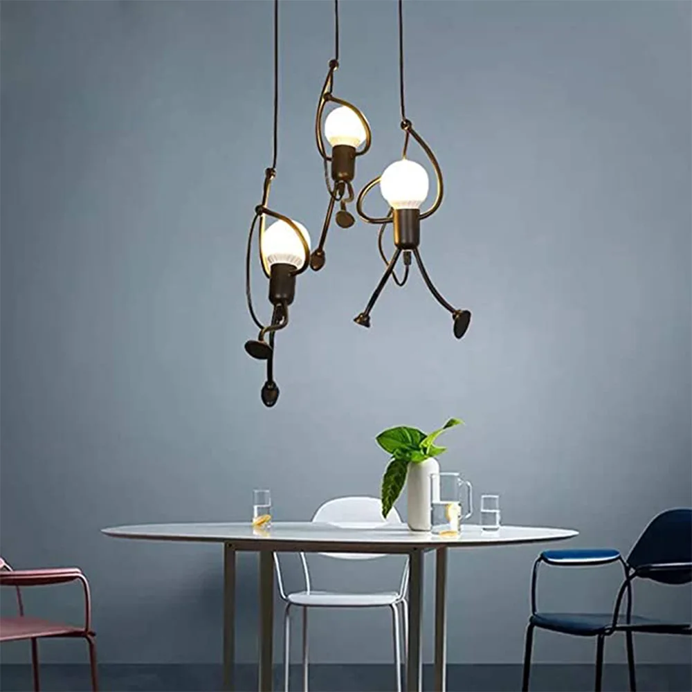 

Pendant Lamp Vintage Man Chandelier Hanging Lamp Industrial Kitchen Living Room Night Lamp Humanoid Ceiling Light
