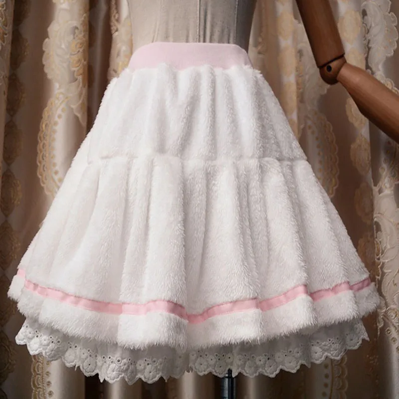 Осенне зимние шаровары милая плюшевая флисовая мини юбка в стиле &quotЛолита&quot
