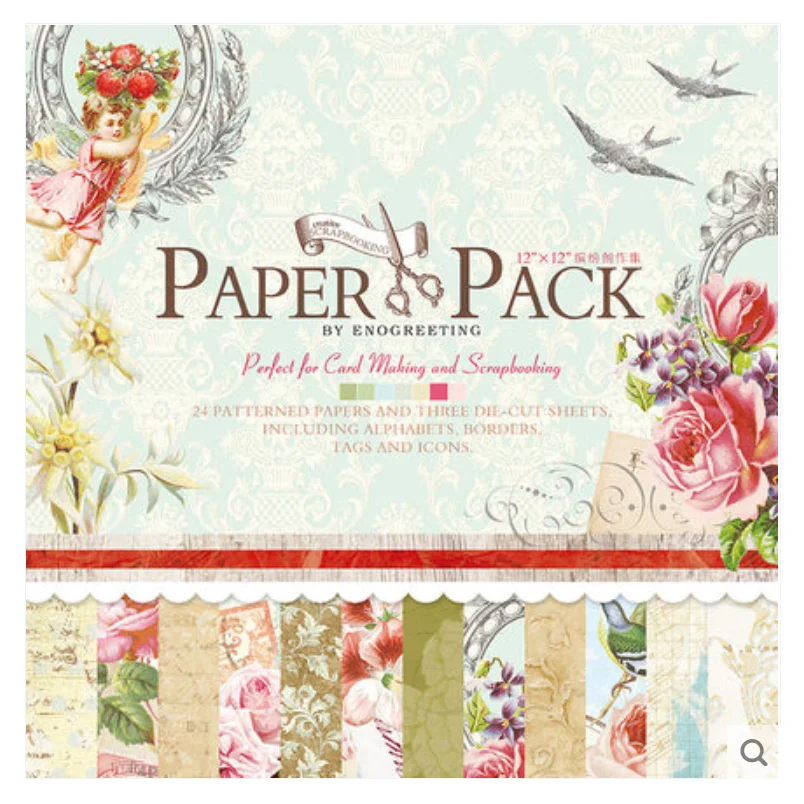 

12 Inch Flower Love Scrapbook Paper Background Paper 27Sheets,DIY Origami Craft Art Home Deco