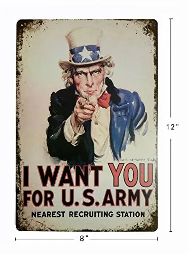 

ERLOOD I Want You for U.S. Retro Vintage Decor Metal Tin Sign 12 X8 Inches