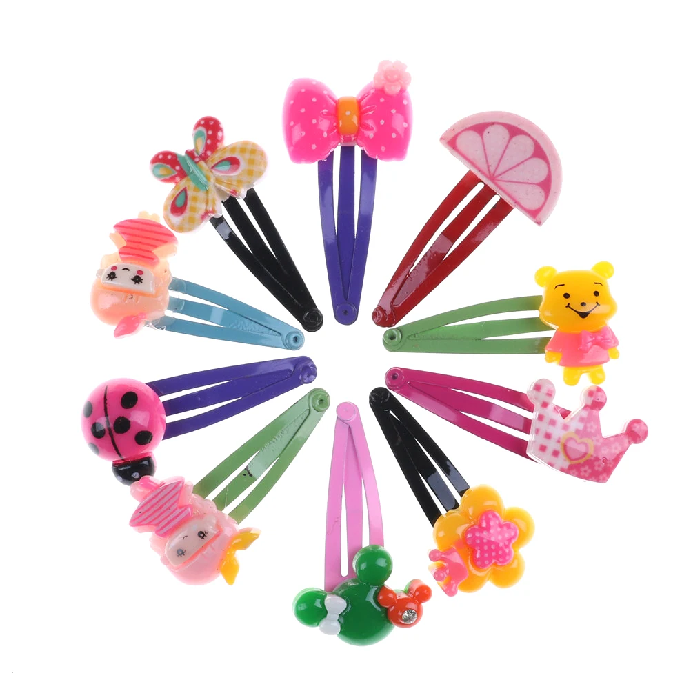 10pcs Cute Animal Hair Clip Flower Barrette Hairpin Rings Kids Baby Children Accessories For Girl Bow Headwear Hairgrip Hairclip | Детская