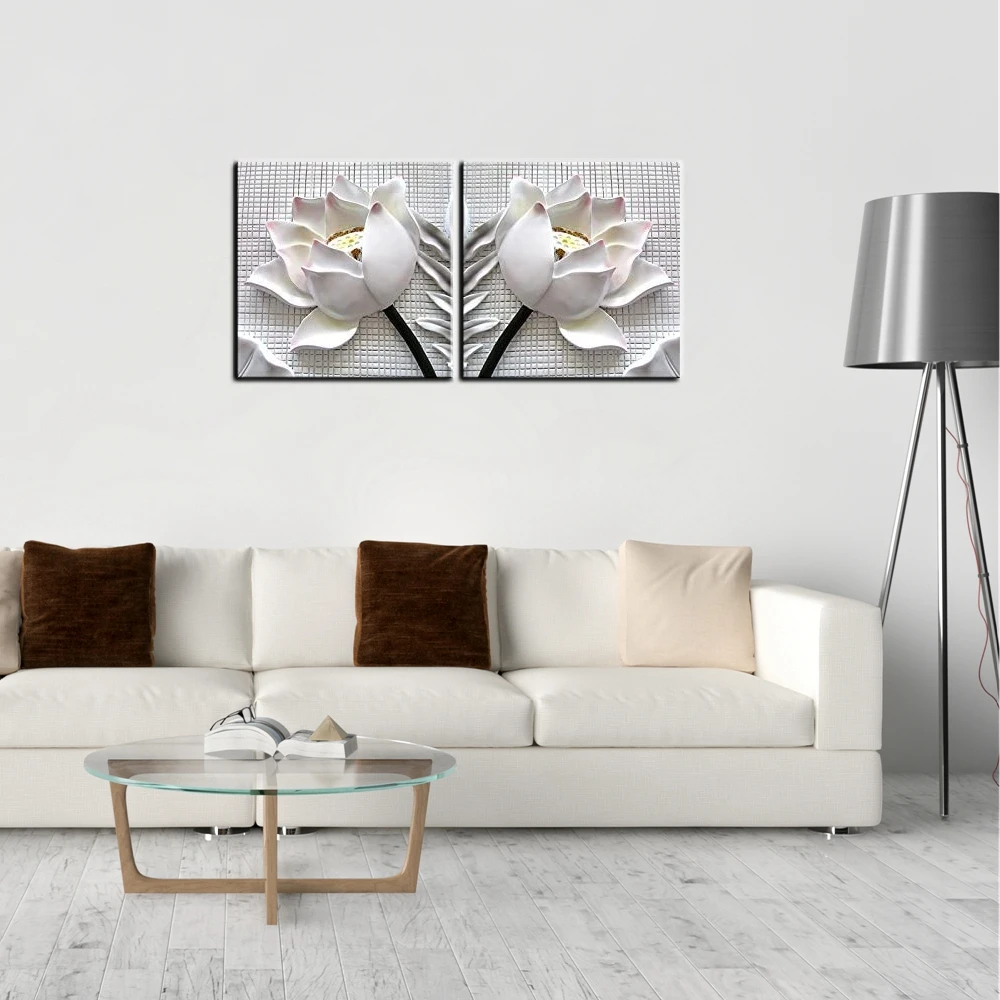 Настенная Картина на холсте с белыми цветами лотоса 2 шт. холст современное