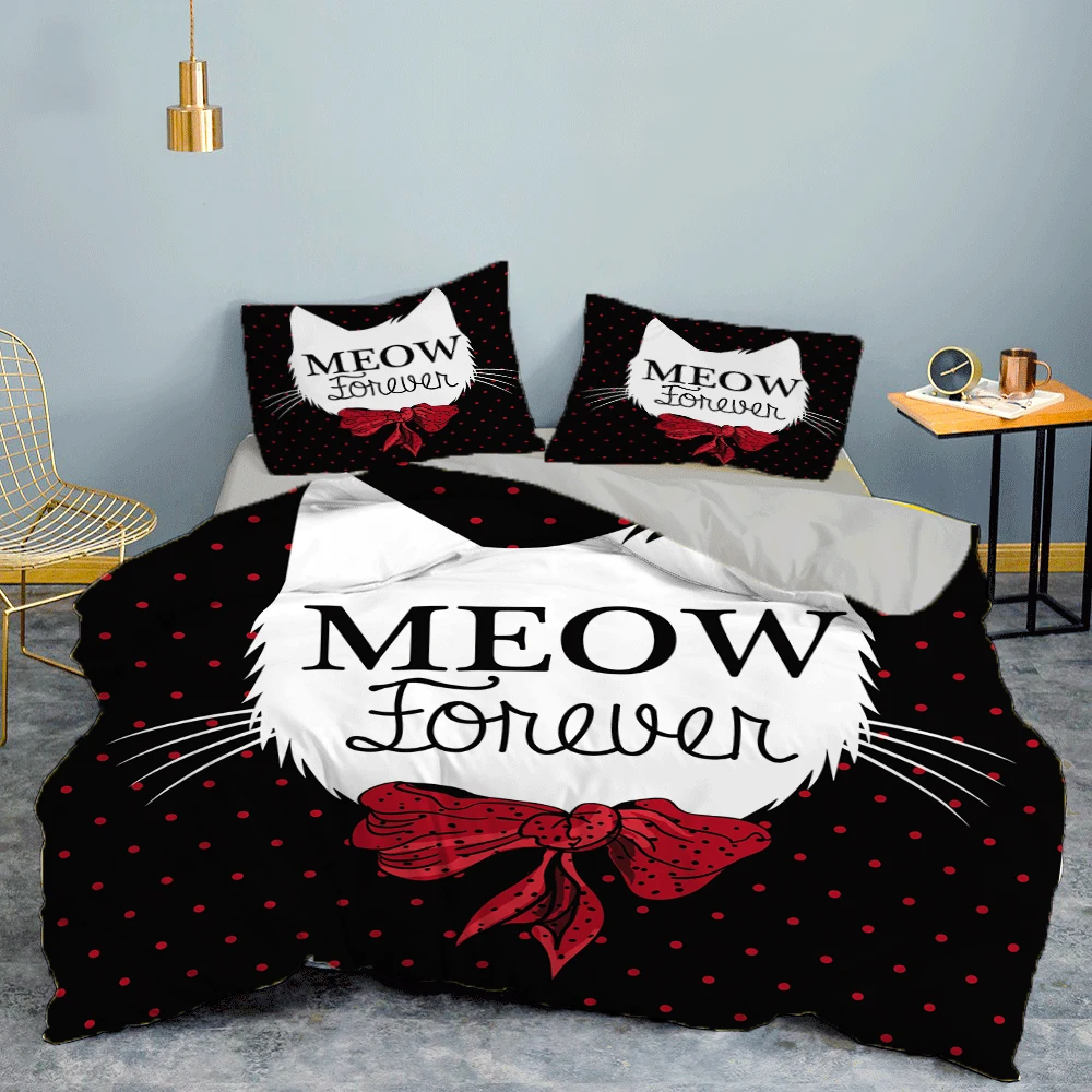 

ZEIMON Cartoon Lightweight White Duvet Cover with Pillowcase 2/3Pcs Cat Bedding Set for Bedroom Child Single,Twin,Queen Size