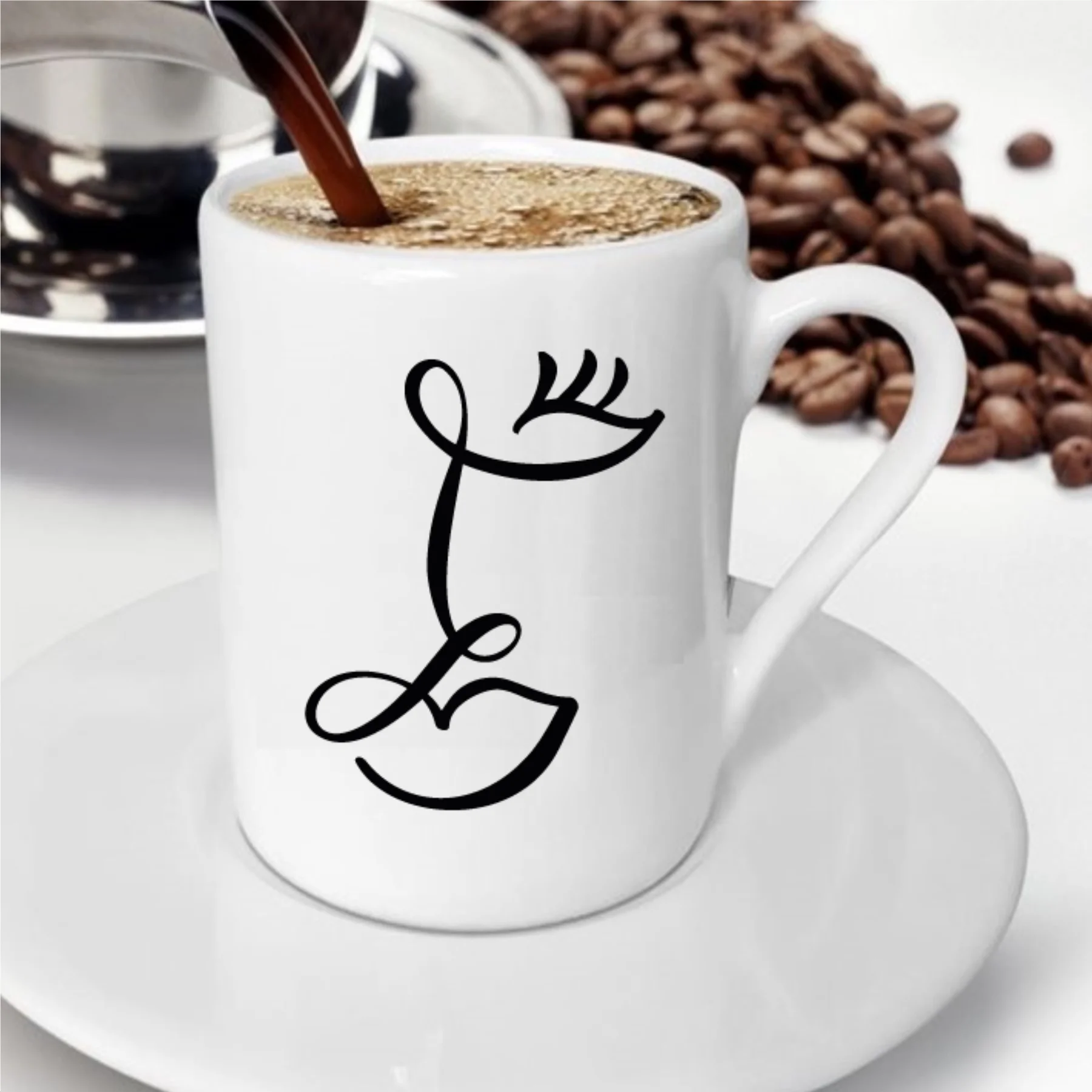 

Charcoal Abstract Face Design Coffee cup-9