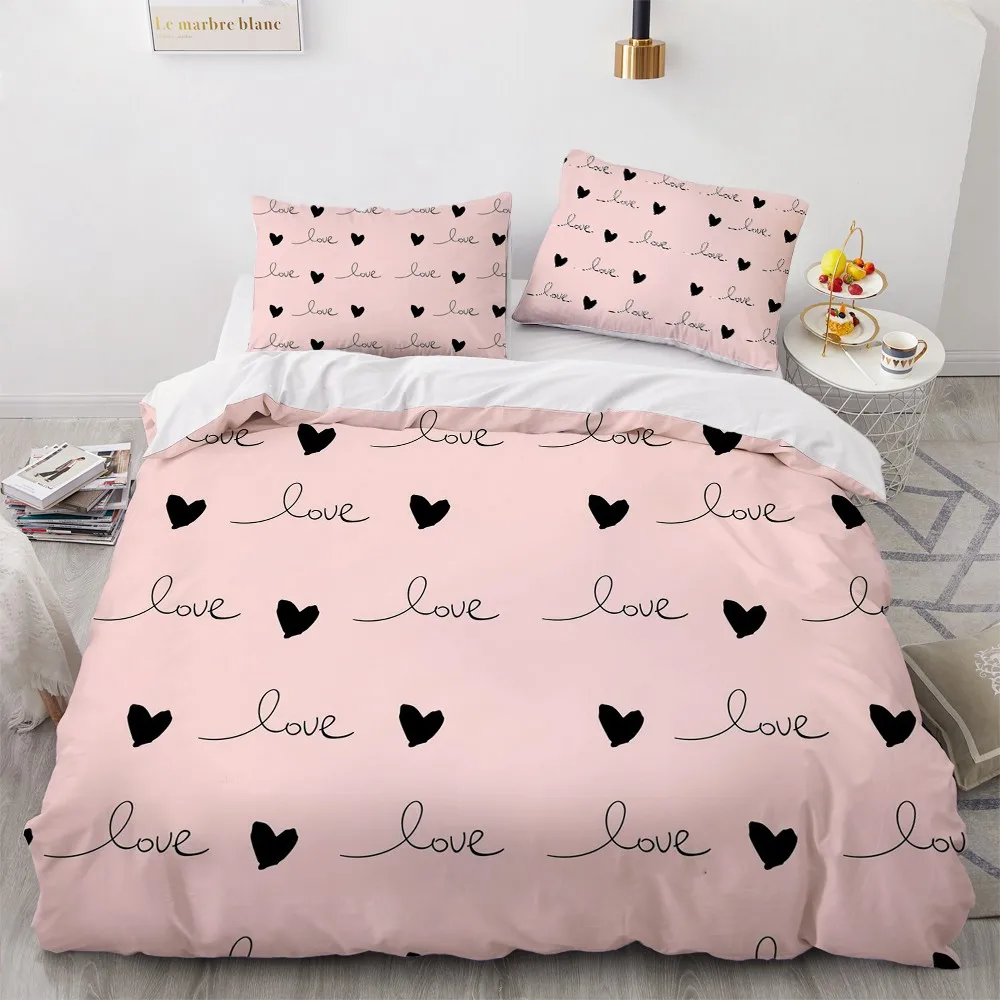 

3D Modern Beddings Custom Design Fresh Duvet Cover Sets White Bed Pillow Cases 200*230cm Full Twin Double King Queen Size