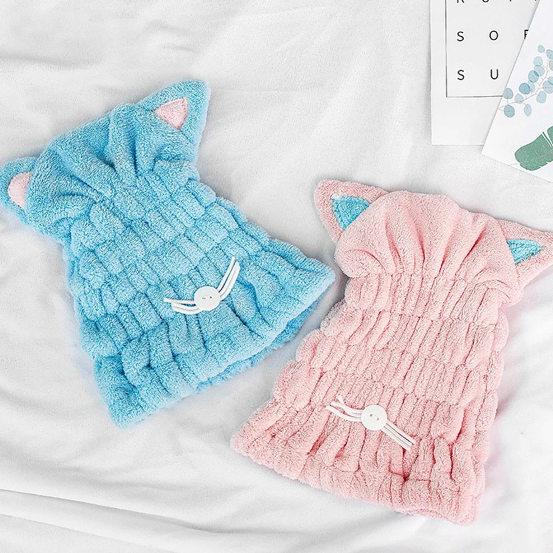 Милое из микроволокна одноцветная шапка для быстрой сушки волос тюрбан женщин