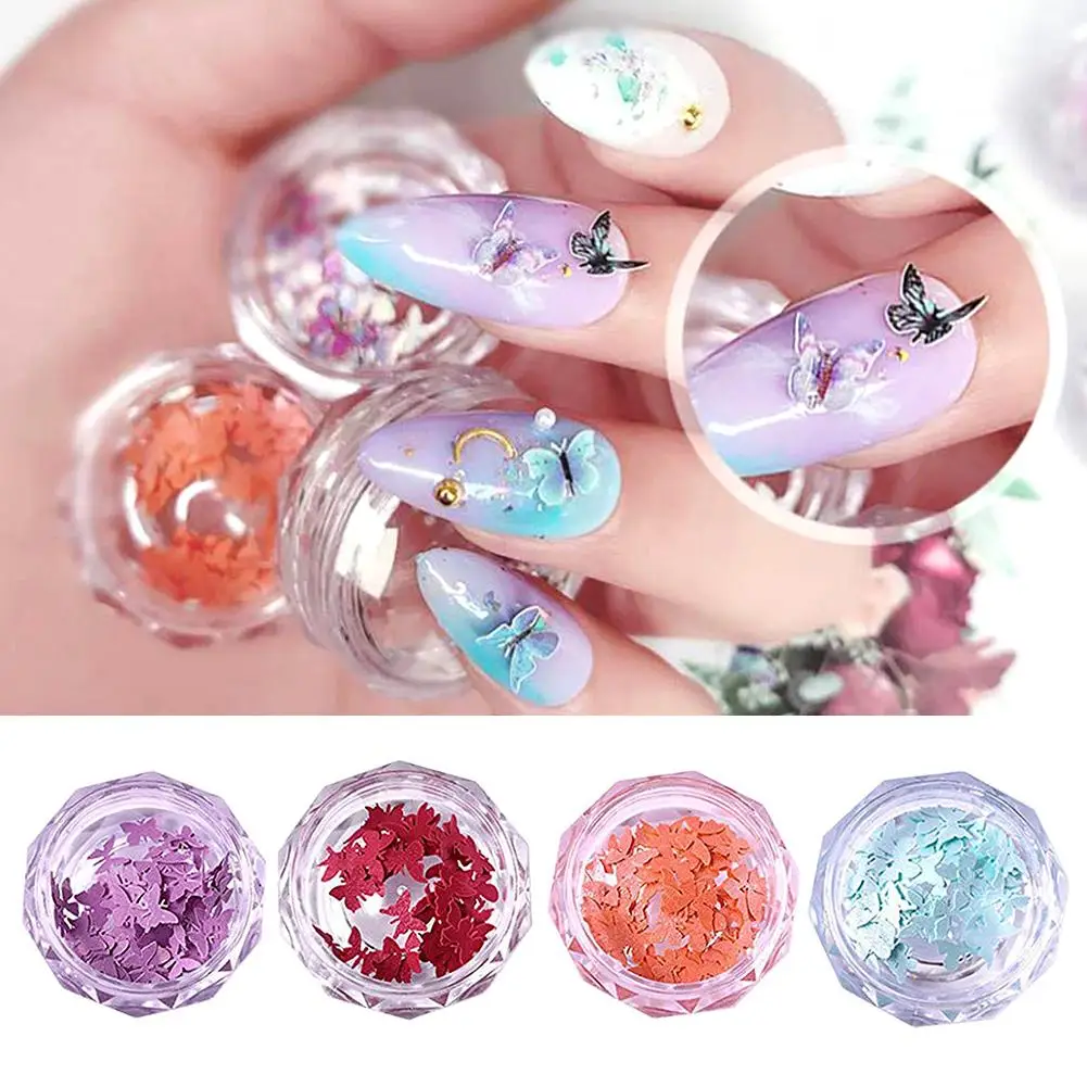 

DIY Manicure Decoration Simulation Mini Butterfly Nail Art Decoration Sticker Nail Foils Series Pink Blue Foils Paper Nail Art