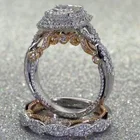 Высококачественные классические свадебные кольца вечность изысканные полностью серебряные двойные кольца с кристаллами циркония для женщин подарок на день рождения