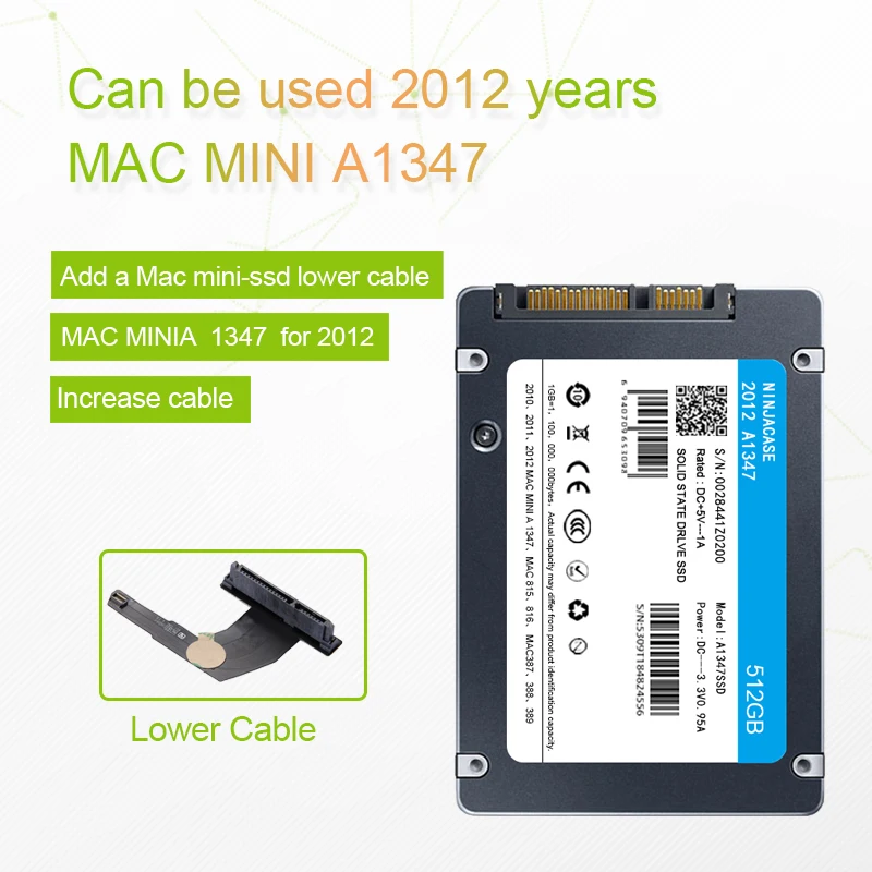 Новинка 128 ГБ 256 512 1 ТБ 2 SSD для Mac 2012 Mini A1347 с преобразователем plus инструмент