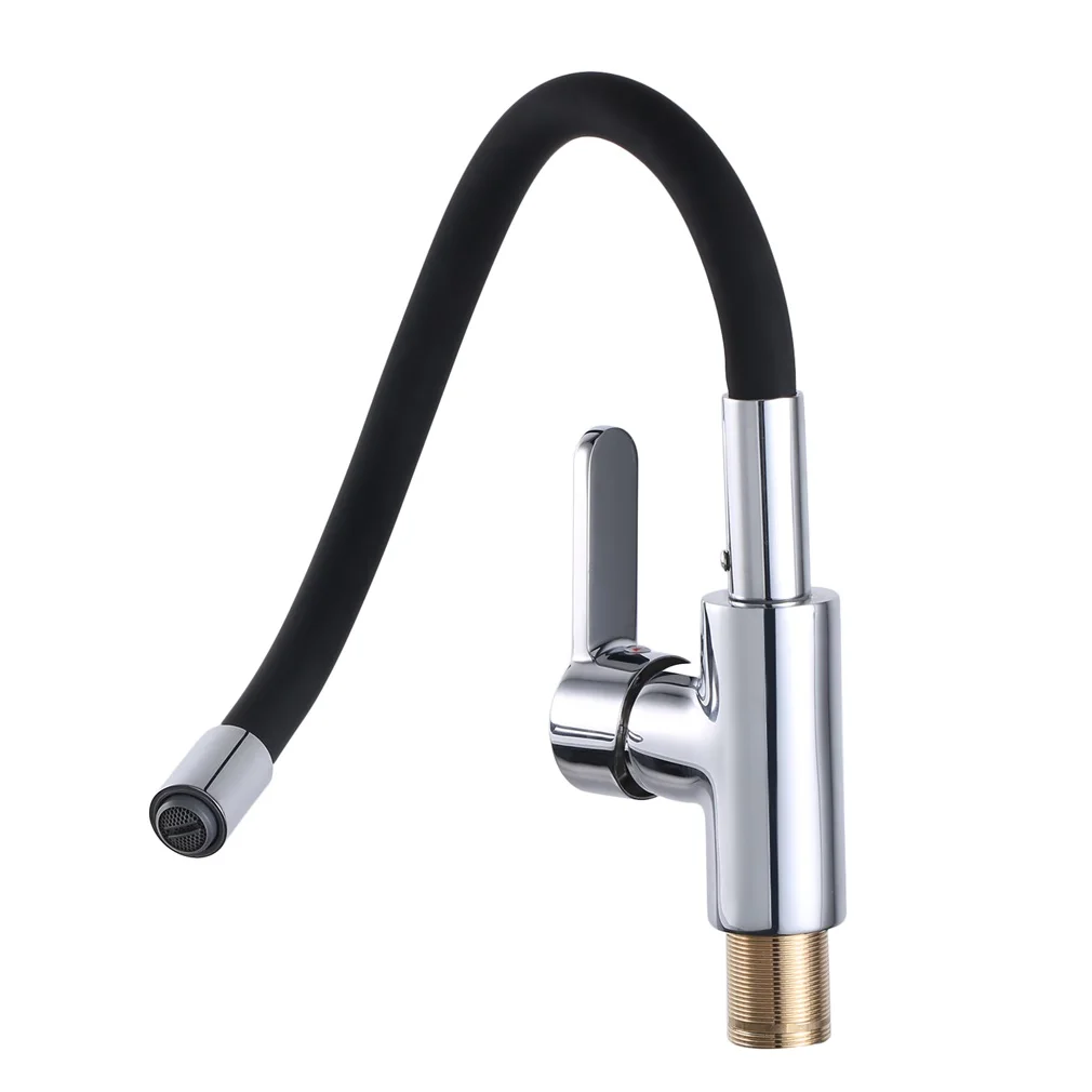

Modern Luxury Chrome Brass Finished 360 Degree Twist Kitchen Mixer Universal Kitchen Faucet Single Handle Black Pull Down